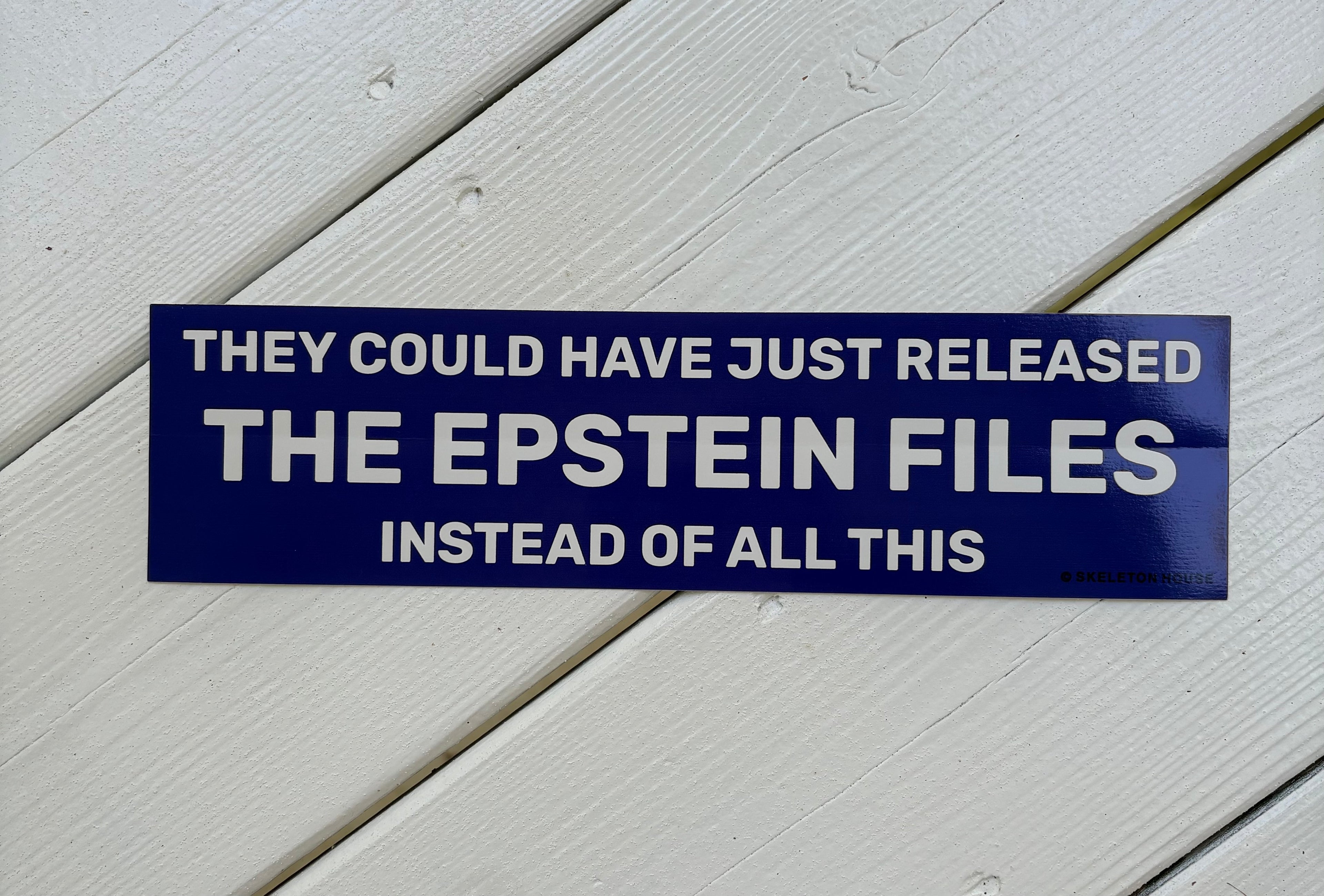 “THEY COULD HAVE JUST RELEASED THE EPSTEIN FILES INSTEAD OF ALL THIS” Bumper magnet