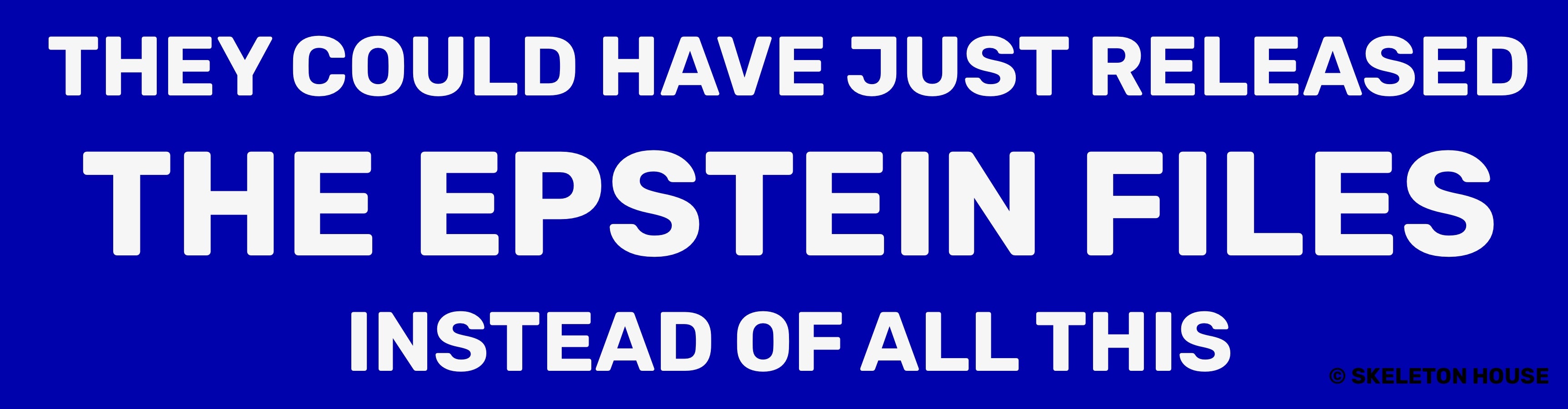 “THEY COULD HAVE JUST RELEASED THE EPSTEIN FILES INSTEAD OF ALL THIS” Bumper magnet